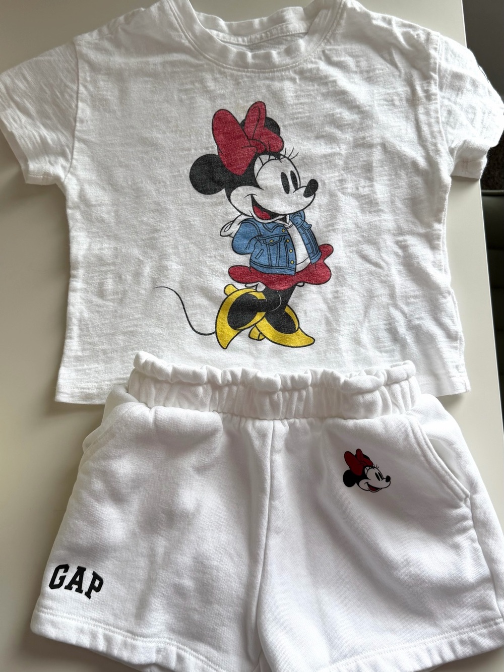 GAP x Minnie Mouse White Toddler 3T Girls Set - Red, Blue & Yellow Accents